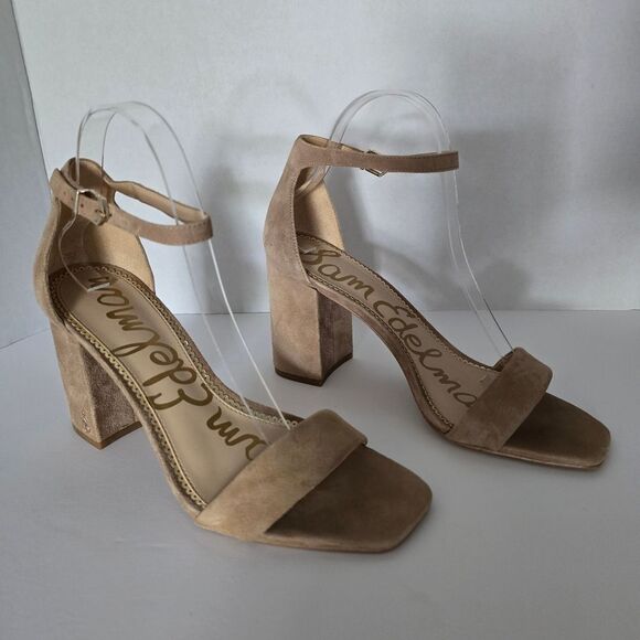 Sam Edelman Daniella Beige Suede Block Heel Sandal Size 8.5 - Picture 2 of 8